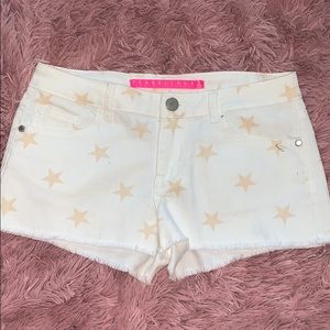 White star denim shorts